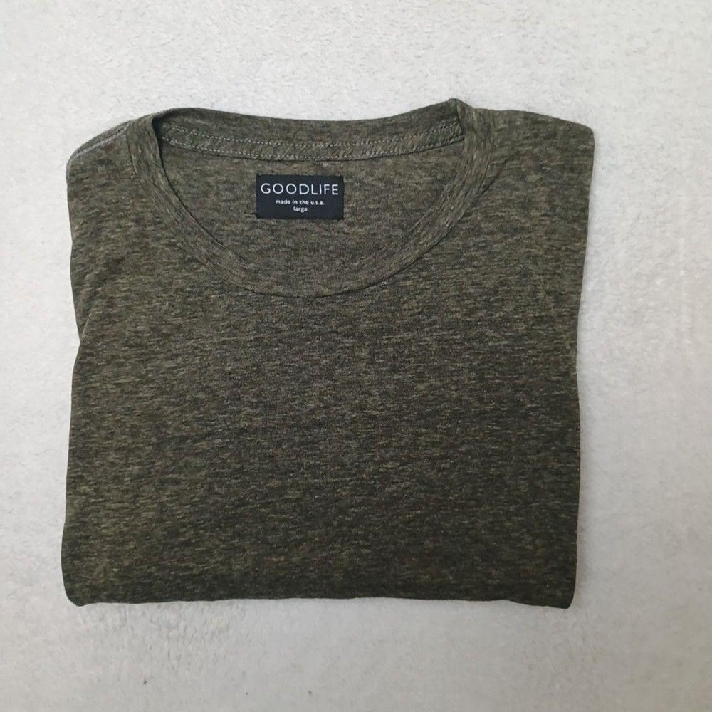 Goodlife Shirt Mens L Green Long Sleeve Lightweight Crew Neck Basic Pullover USA